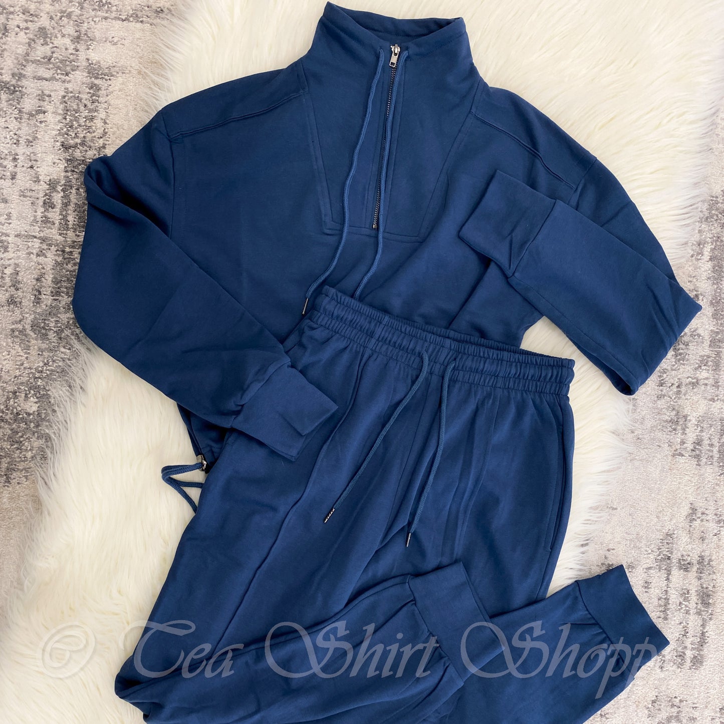 Cotton French Terry Cropped Pullover - Indigo Pullover Kimberly C