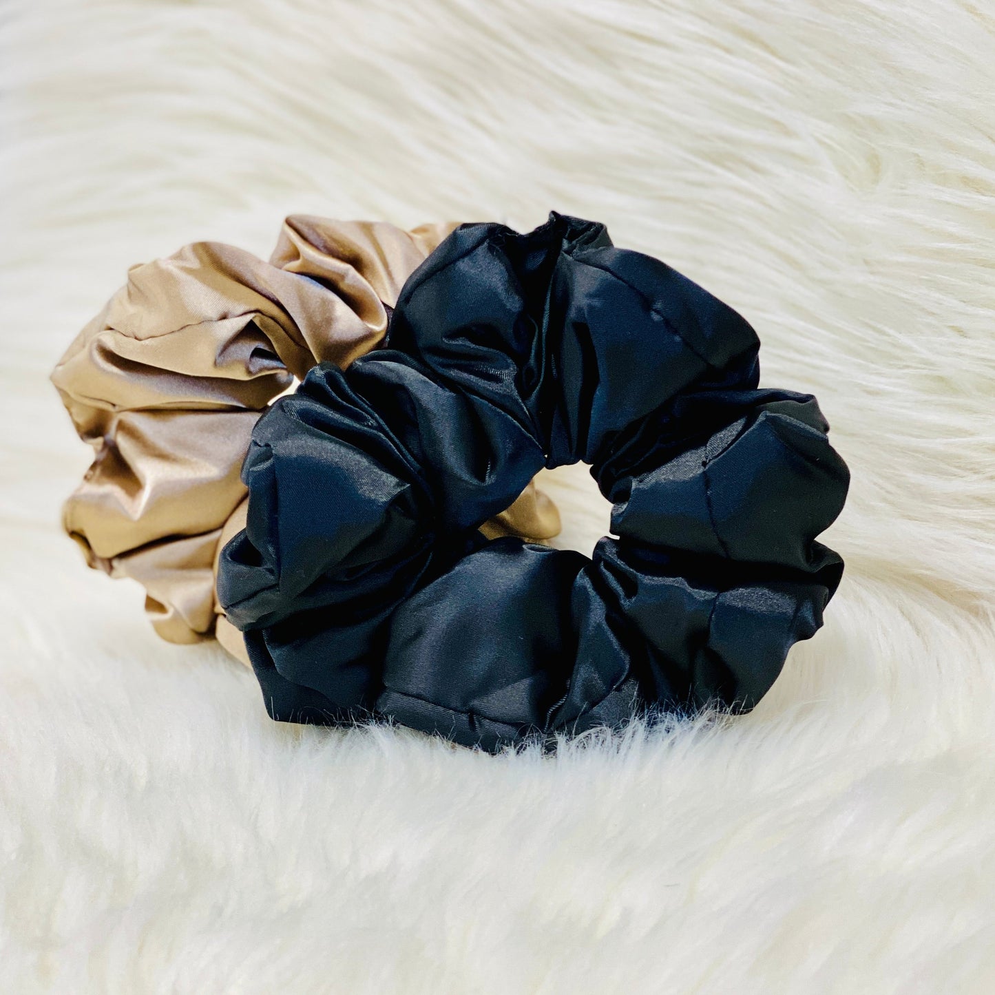 Satin Sleep Pillow Scrunchies - Black/Gold KITSCH