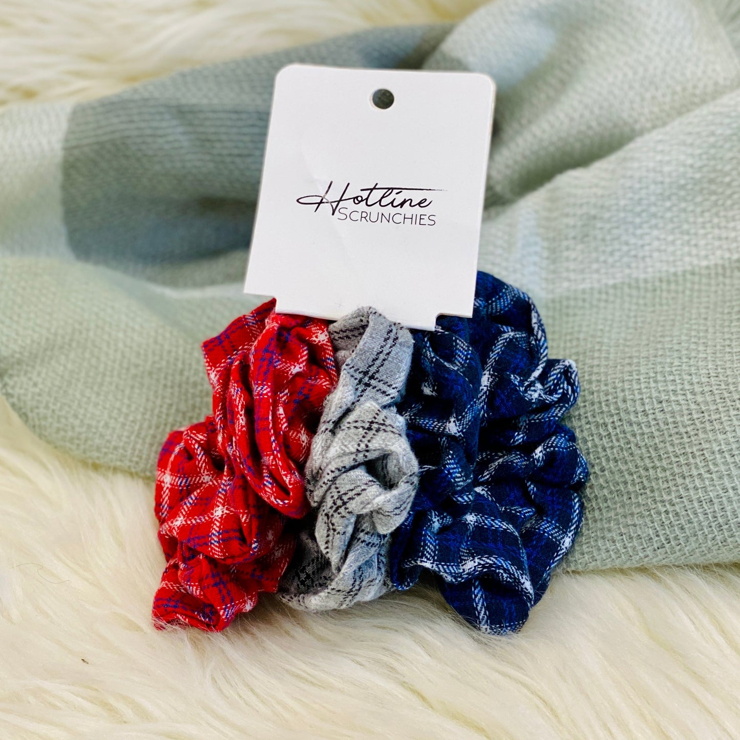 Varsity Flannel Scrunchie Set Scrunchie Shop Hotline