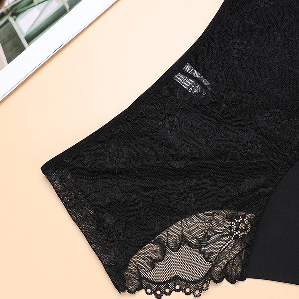 Super Absorbency Middle-Waist Brief Period Underwear Lace: Black / XXL
