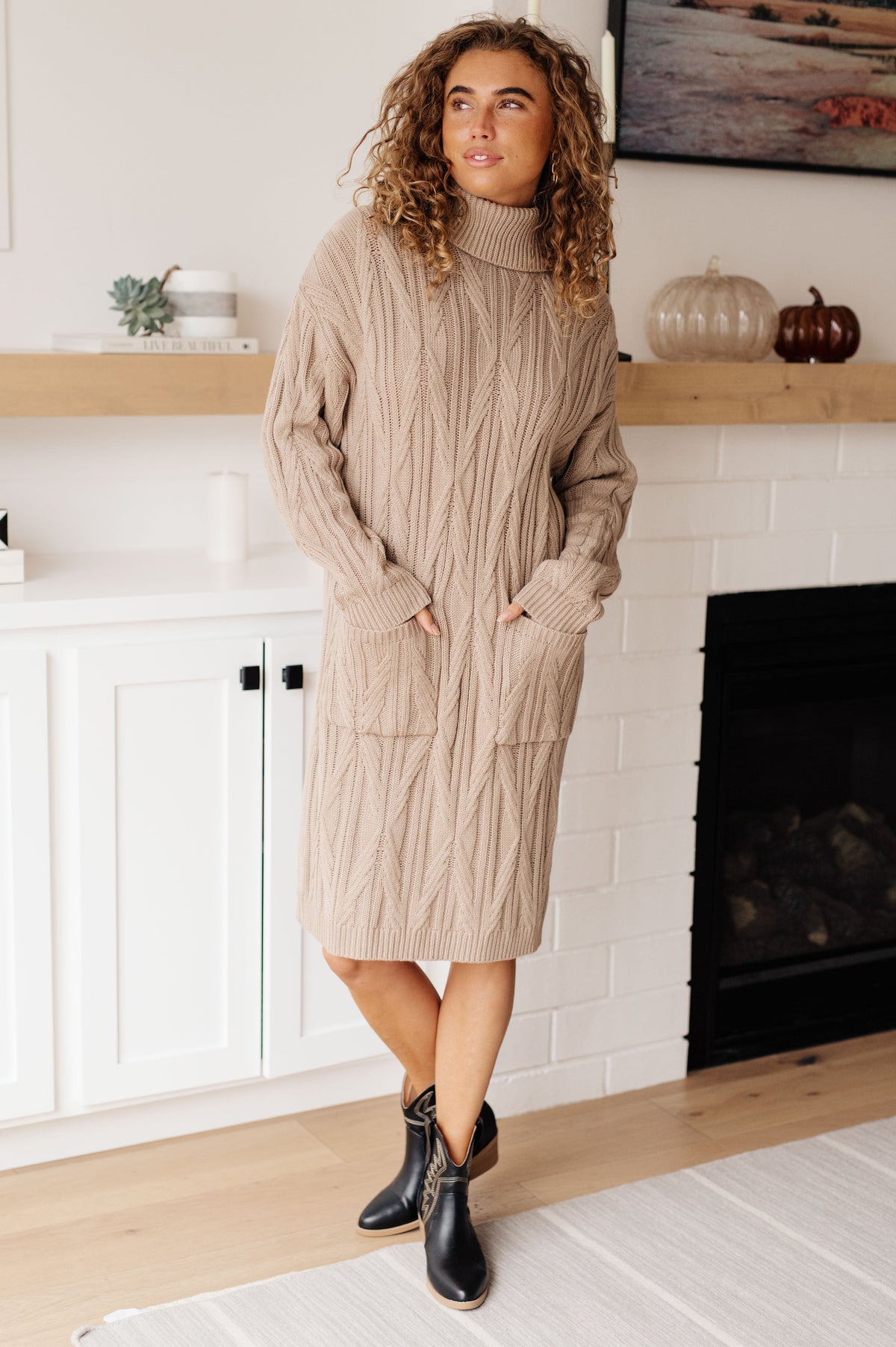 Bundled Beauty Turtleneck Sweater Dress in knit