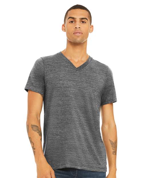 Unisex Textured Jersey V-Neck Tee - 3655