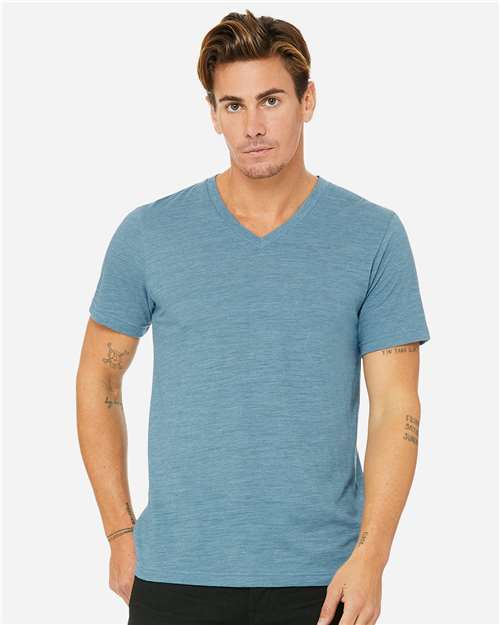 Unisex Textured Jersey V-Neck Tee - 3655