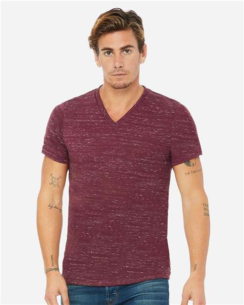 Unisex Textured Jersey V-Neck Tee - 3655