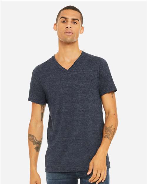 Unisex Textured Jersey V-Neck Tee - 3655