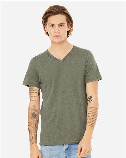 Unisex Textured Jersey V-Neck Tee - 3655