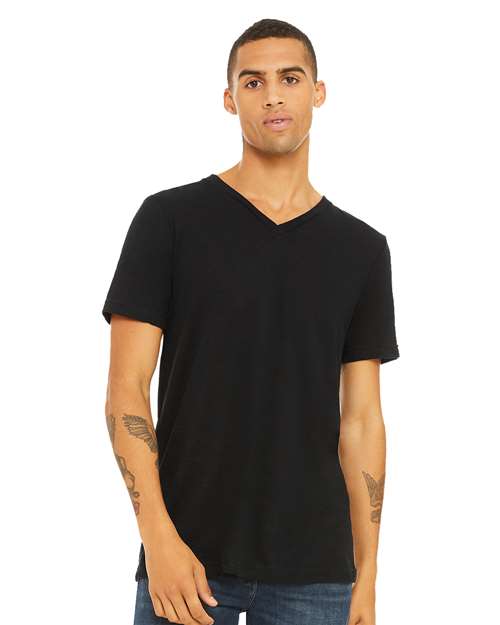 Unisex Textured Jersey V-Neck Tee - 3655