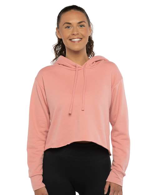 Women's Laguna Sueded Raw Edge Crop Hoodie Sweatshirt - 9384