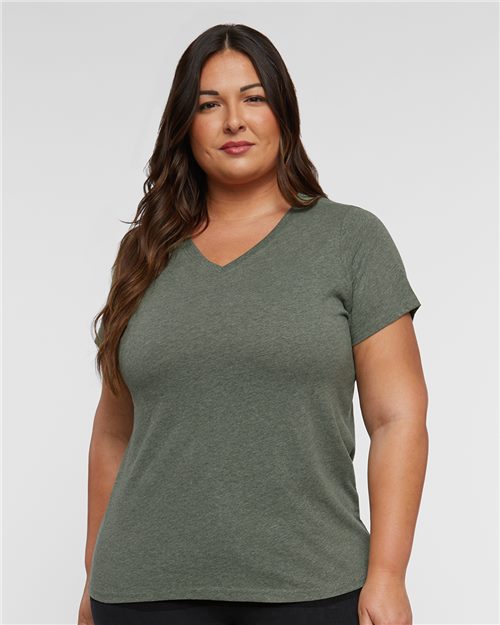 Women's Curvy Collection Fine Jersey V-Neck Tee - 3817