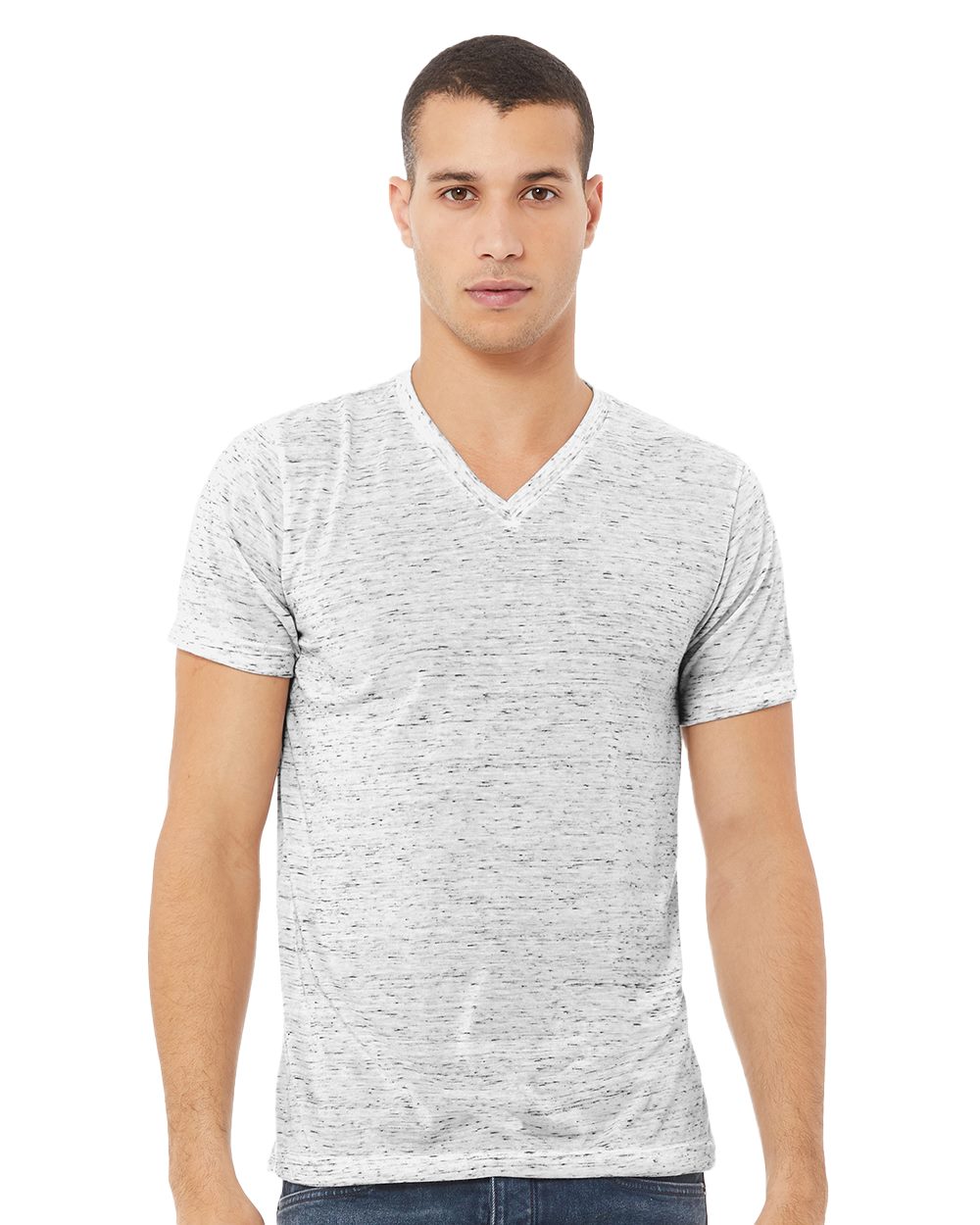 Unisex Textured Jersey V-Neck Tee - 3655