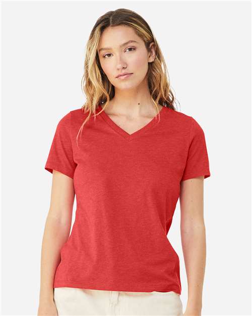 Women's Relaxed Heather CVC V-Neck Tee - 6405CVC