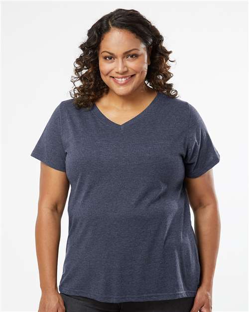 Women's Curvy Collection Fine Jersey V-Neck Tee - 3817