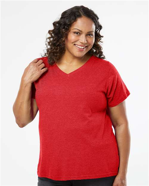 Women's Curvy Collection Fine Jersey V-Neck Tee - 3817