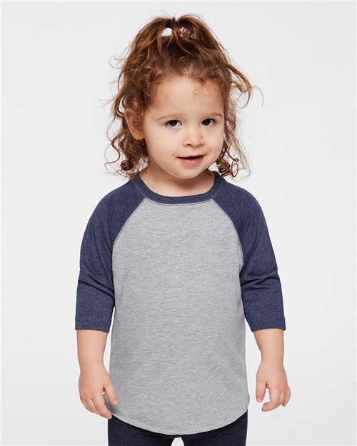 Toddler Baseball Fine Jersey Three-Quarter Sleeve Tee - 3330