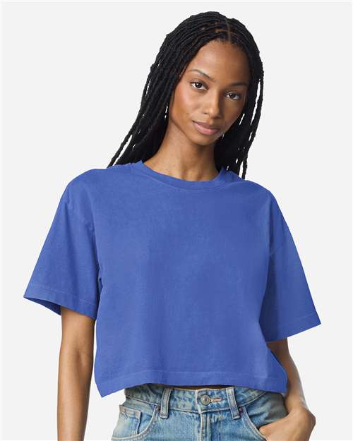 Women's Heavyweight Cotton Garment-Dyed Boxy Cropped Tee - 1302GD