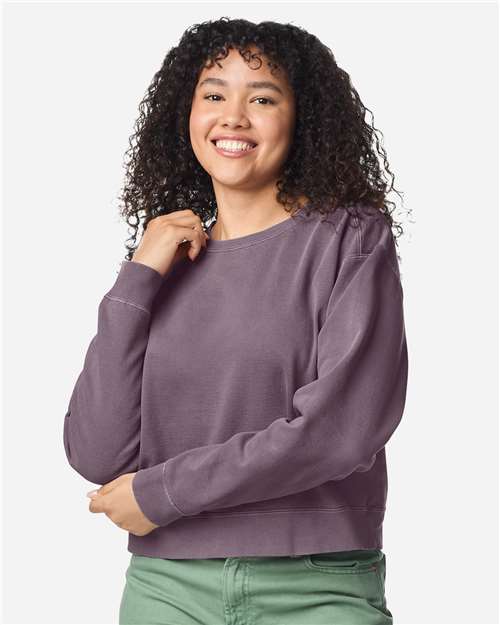 Women's Garment-Dyed Mid-Length Crewneck Sweatshirt - 1566L