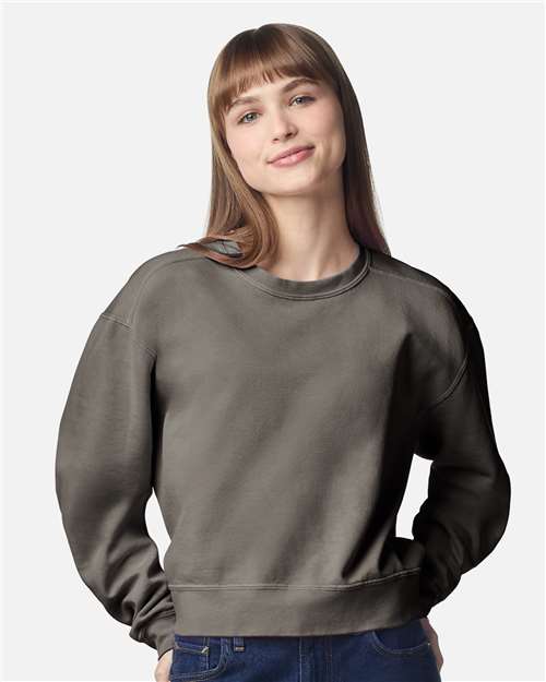 Women's Garment-Dyed Mid-Length Crewneck Sweatshirt - 1566L