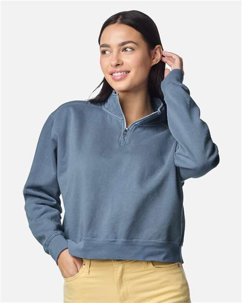 Women's Garment-Dyed Mid-Length Quarter-Zip Sweatshirt - 1580L