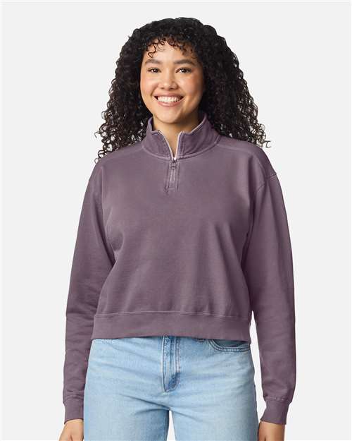 Women's Garment-Dyed Mid-Length Quarter-Zip Sweatshirt - 1580L