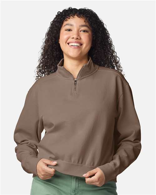 Women's Garment-Dyed Mid-Length Quarter-Zip Sweatshirt - 1580L