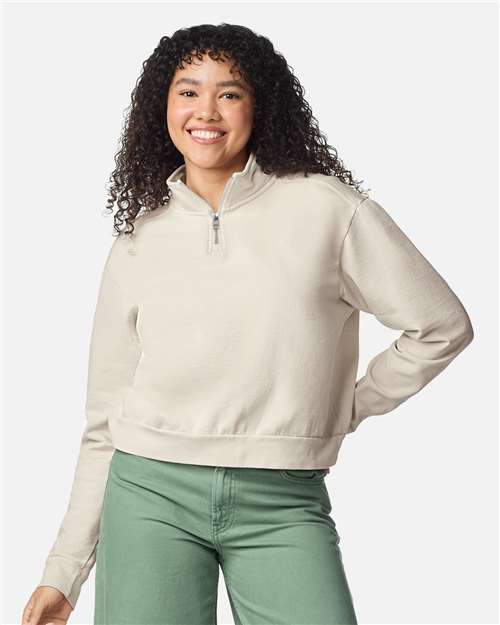 Women's Garment-Dyed Mid-Length Quarter-Zip Sweatshirt - 1580L