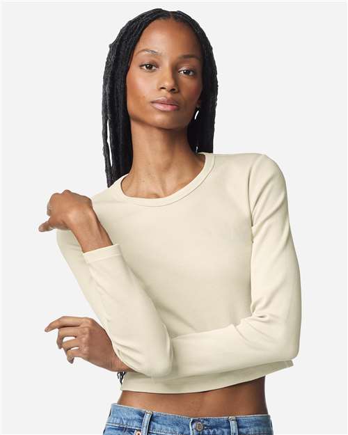 Women's Baby Rib Long Sleeve Cropped Tee - BR2107