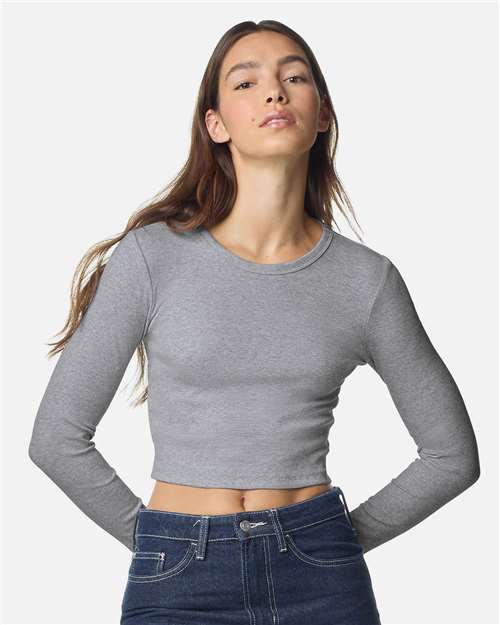 Women's Baby Rib Long Sleeve Cropped Tee - BR2107