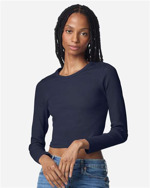 Women's Baby Rib Long Sleeve Cropped Tee - BR2107
