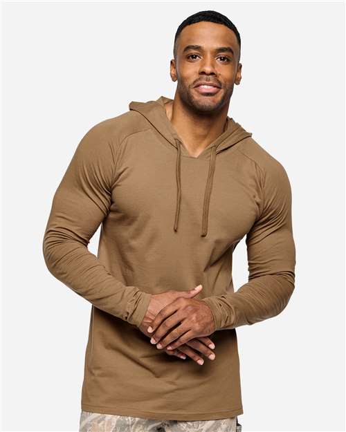 Unisex Fine Jersey Hooded Long Sleeve Raglan T-Shirt - 6917