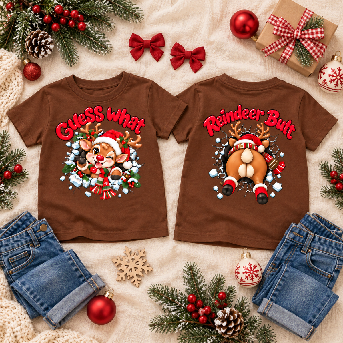 Guess What Reindeer Butt Youth and Toddler Graphic Tee – alternate view 4