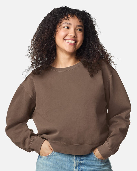 Women's Garment-Dyed Mid-Length Crewneck Sweatshirt - 1566L