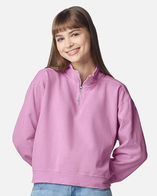 Women's Garment-Dyed Mid-Length Quarter-Zip Sweatshirt - 1580L