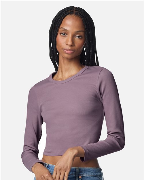 Women's Baby Rib Long Sleeve Cropped Tee - BR2107