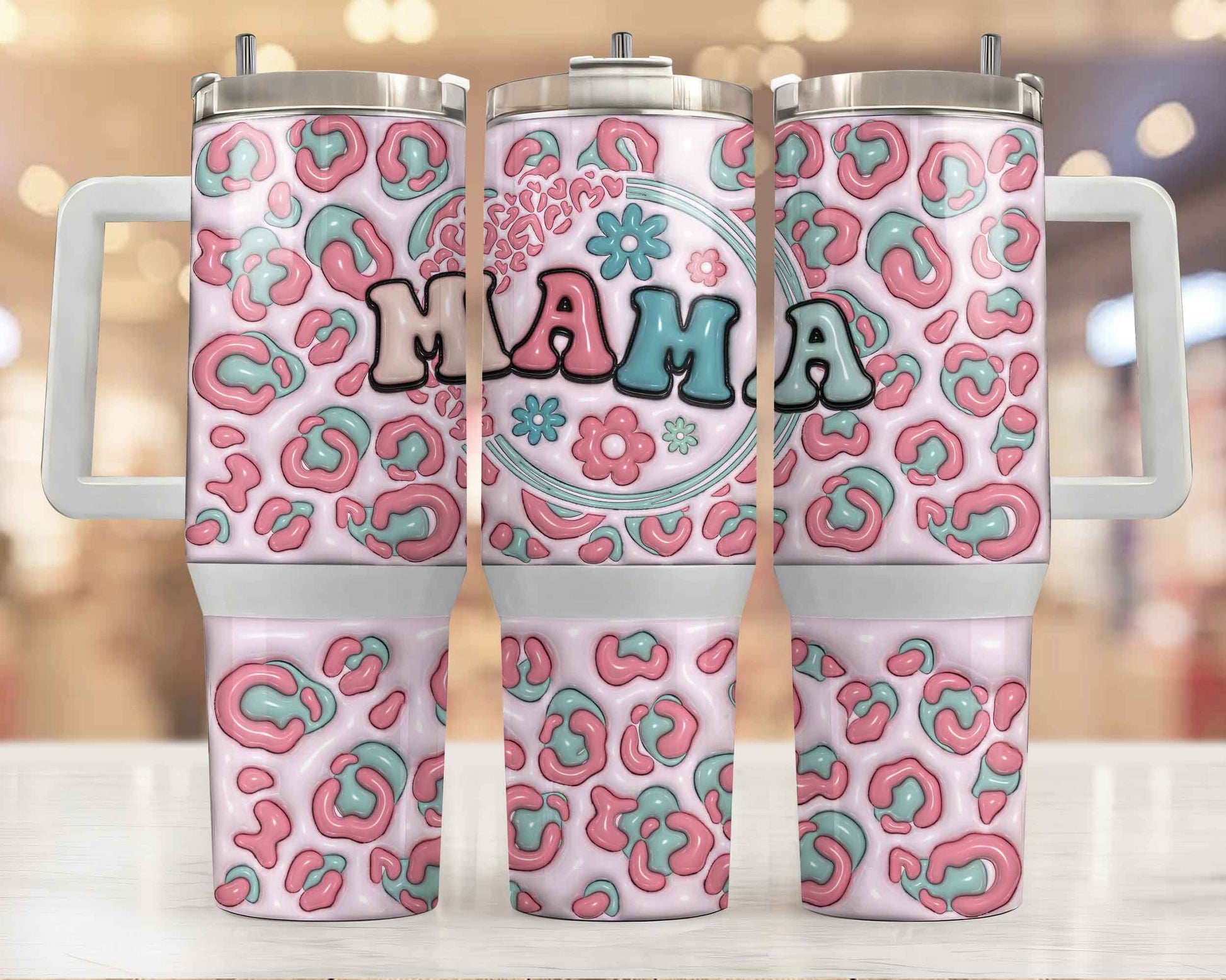 Pastel Bubble Mama 40oz Tumbler Tumbler Tea-Shirt Shoppe