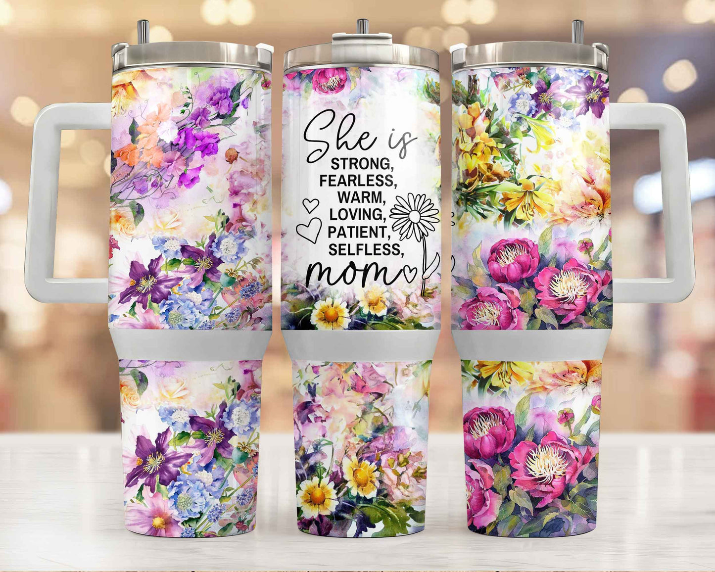 She Is Mom 40oz Tumbler Tumbler Tea-Shirt Shoppe