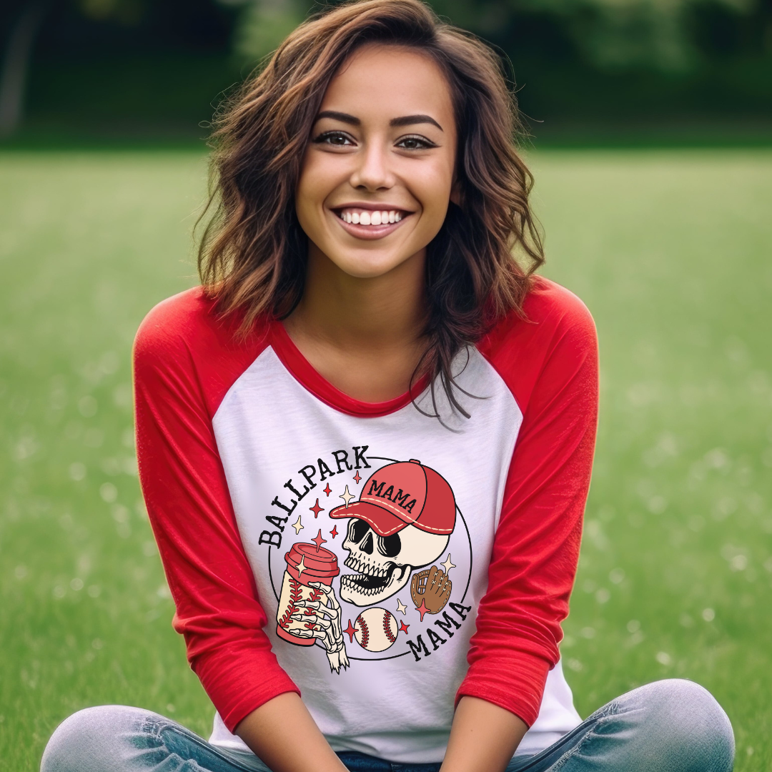 Baseball Mama Raglan Graphic Tee T-shirt Tea Shirt Shoppe XS Red