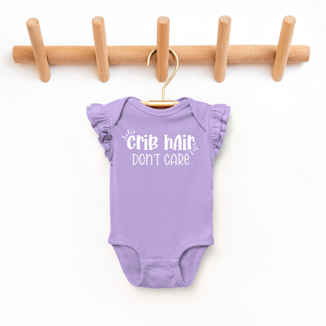 Crib Hair Don't Care Infant Flutter Sleeve Graphic Tee