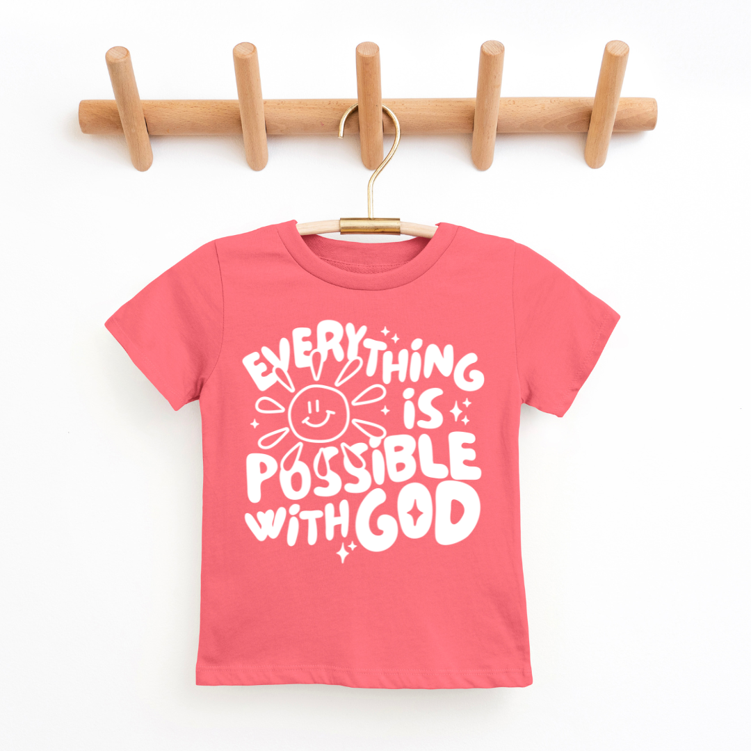 Everything Is Possible With God Youth & Toddler Graphic Tee Youth Graphic Tee Tea Shirt Shoppe 2T Papaya