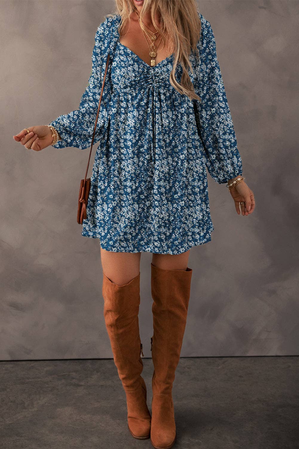 Romantic Boho Chiffon Floral Babydoll Mini Dress