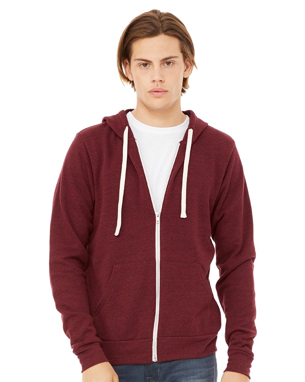 Unisex Triblend Sponge Fleece Full-Zip Hoodie Sweatshirt - 3909