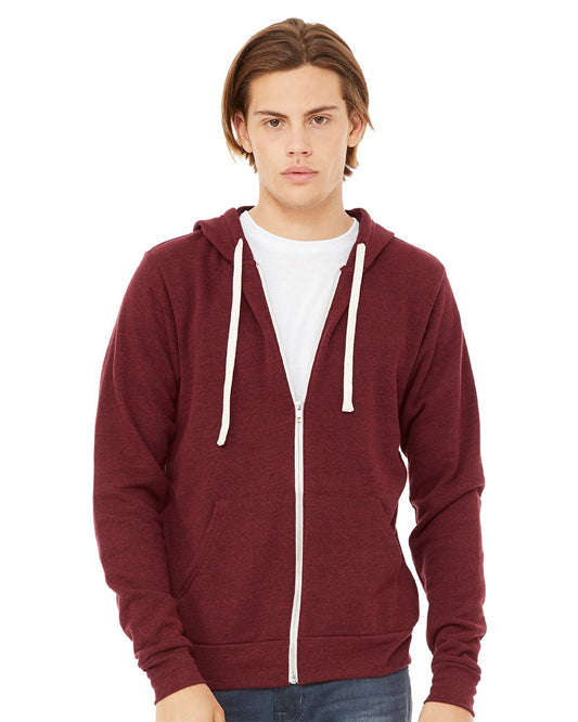 Unisex Triblend Sponge Fleece Full-Zip Hoodie Sweatshirt - 3909
