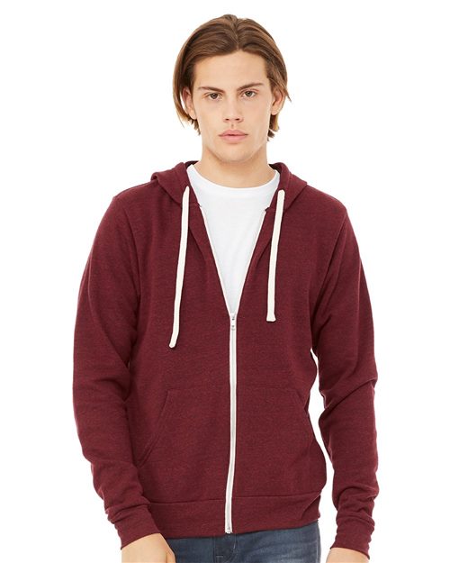 Unisex Triblend Sponge Fleece Full-Zip Hoodie Sweatshirt - 3909