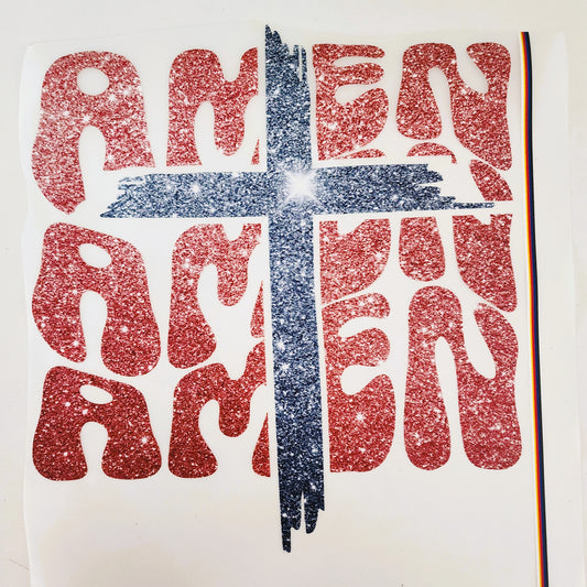 Amen Glitter Hot Peel Custom Full Color Ready For Press DTF Print Transfer, Direct To Film DTF Tea-Shirt Shoppe
