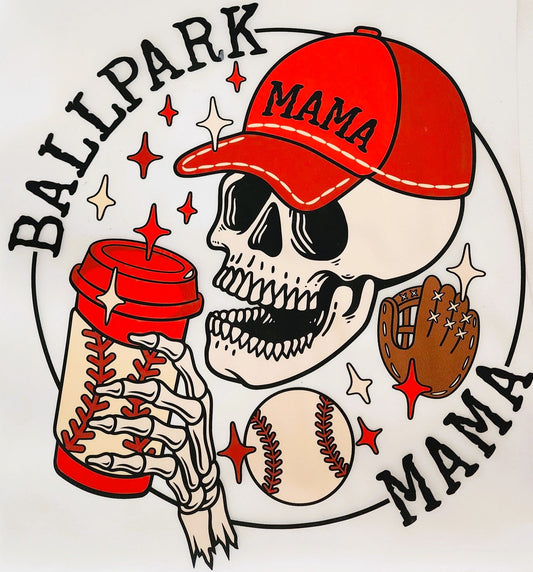 Ballpark Mama Hot Peel Custom Full Color Ready For Press DTF Print Transfer, Direct To Film DTF Tea-Shirt Shoppe
