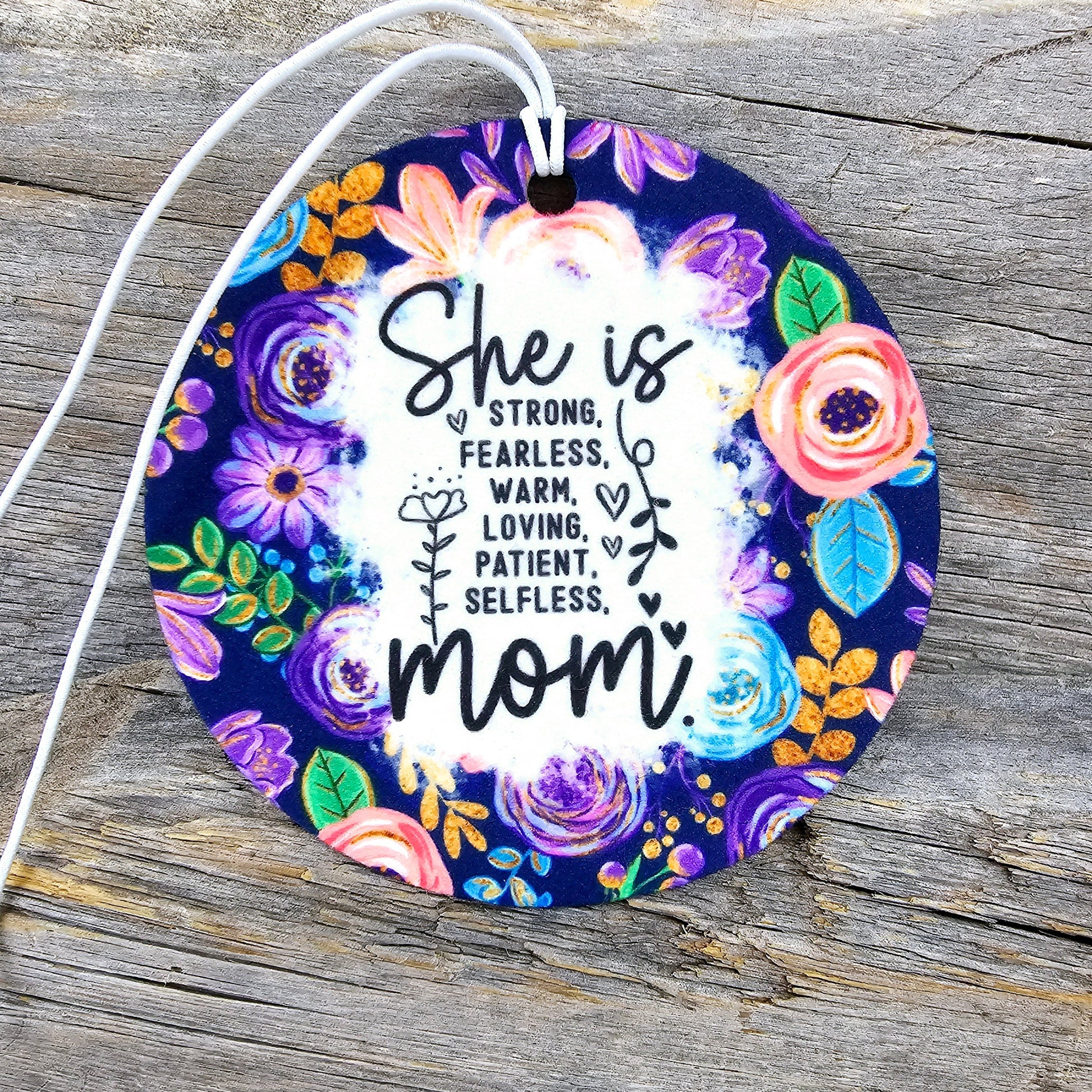 She Is Mom Re-Scentable Car Freshener car freshie Tea Shirt Shoppe