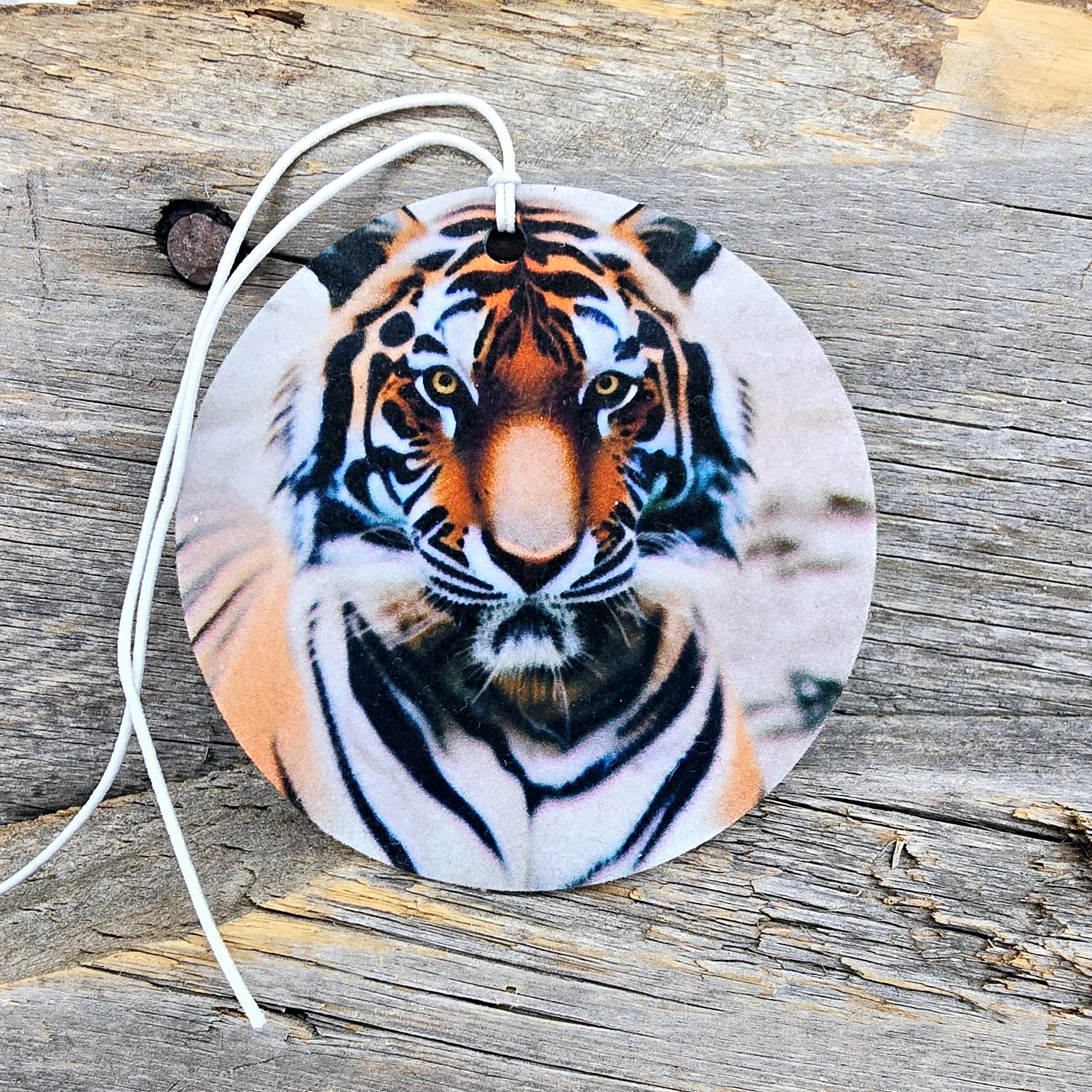 Go Wild Tiger Re-Scentable Round Car Freshener car freshie Tea Shirt Shoppe