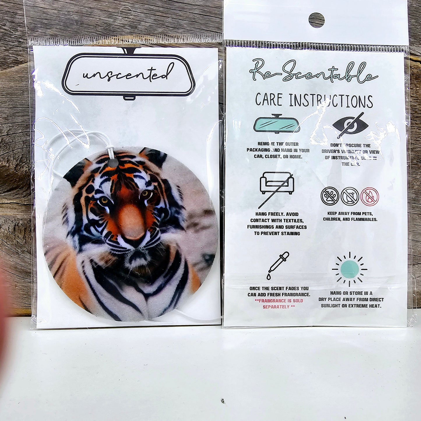 Go Wild Tiger Re-Scentable Round Car Freshener car freshie Tea Shirt Shoppe