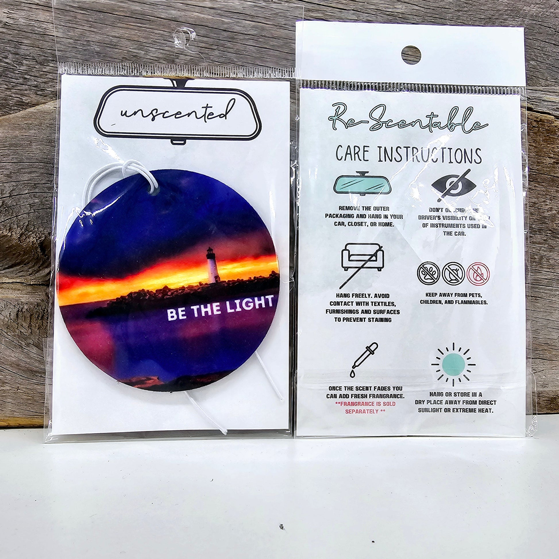 Be The Light Re-Scentable Round Car Freshener car freshie Tea Shirt Shoppe