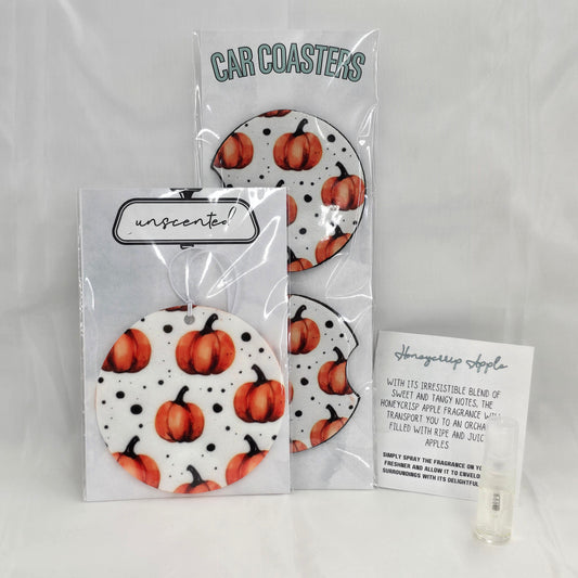 Pumpkin Patch Car Coaster & Freshener Set