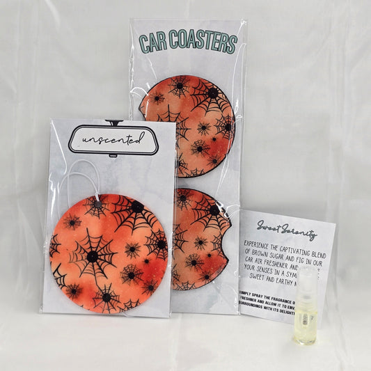 Web Of Spooks Car Coaster & Freshener Set